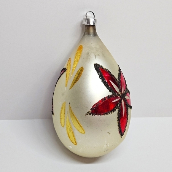 VINTAGE West Germany Mercury Glass Poinsettia Flower Ornament MCM - Picture 1 of 5